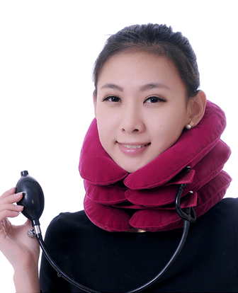 Soft flannel with air pump three-tube cervical traction neck collar